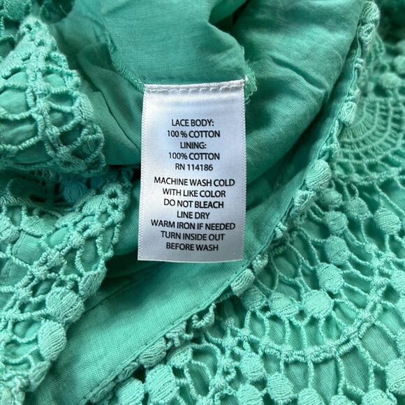 Valerie Bertinelli crochet overlay turquoise pencil skirt, size 2 - Picture 6 of 6